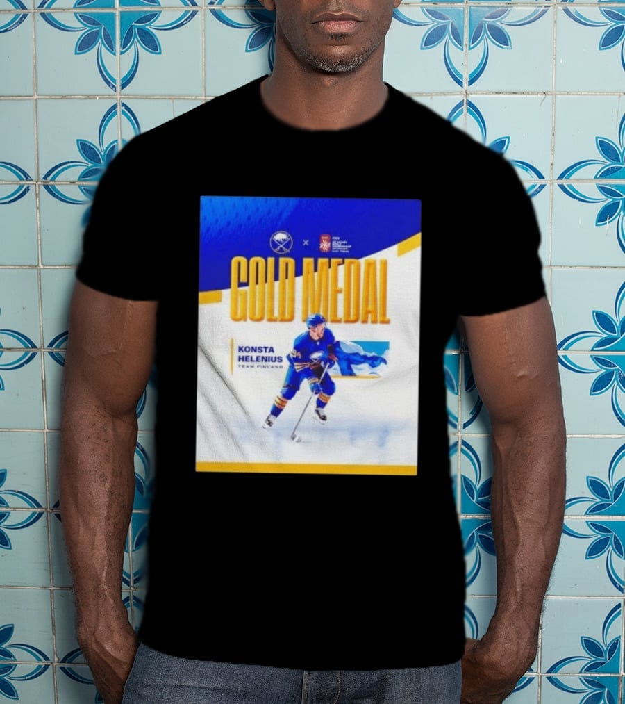 Konsta Helenius Team Finland 2023 Gold Medal Hockey T-Shirt