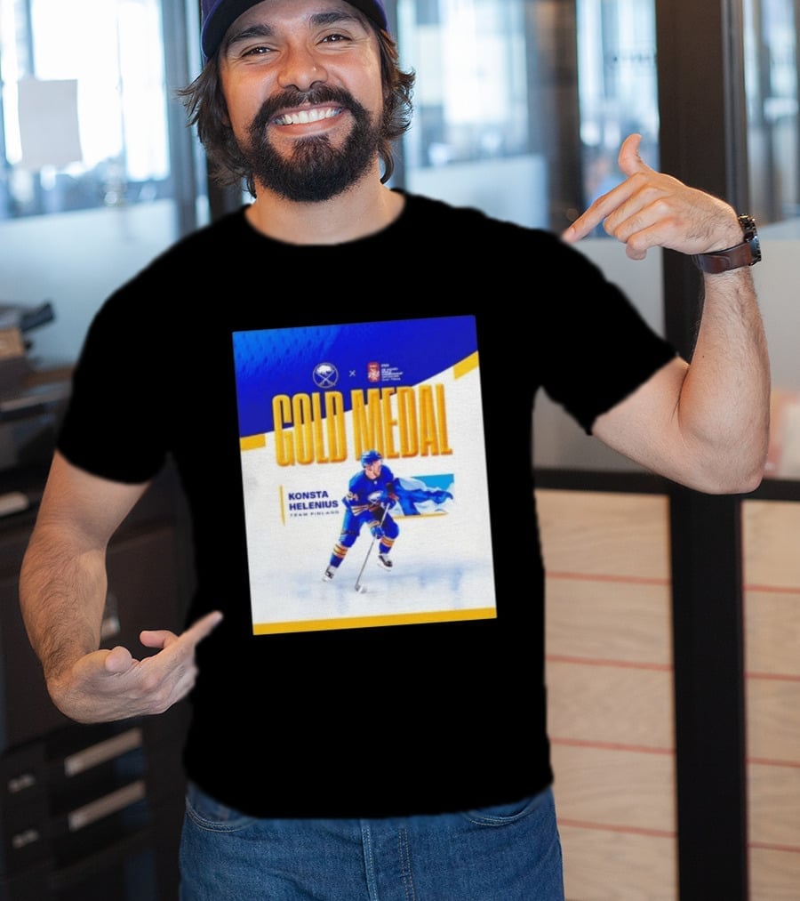 Konsta Helenius Team Finland 2023 Gold Medal Hockey T-Shirt