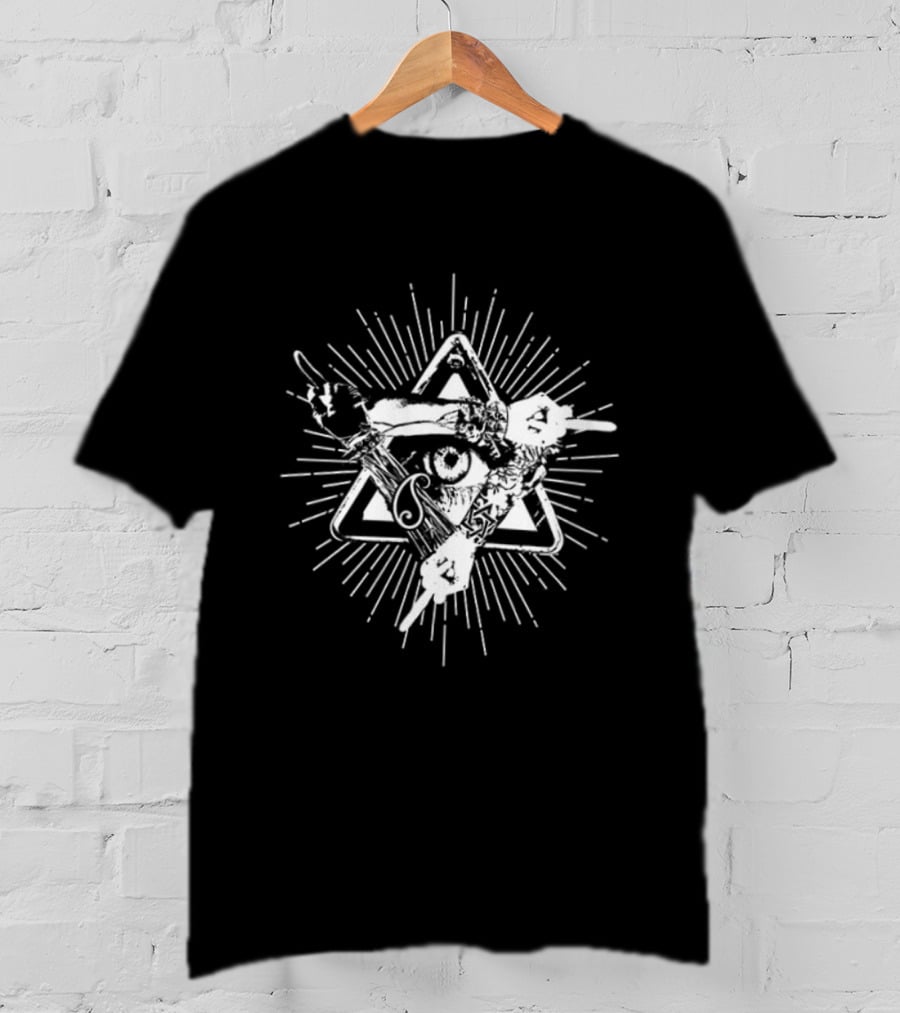 Invisible All Seeing Eye Illuminati Pyramid With Radiant Angel Amidst Stars And Numbers 369 Symbolism T-Shirt