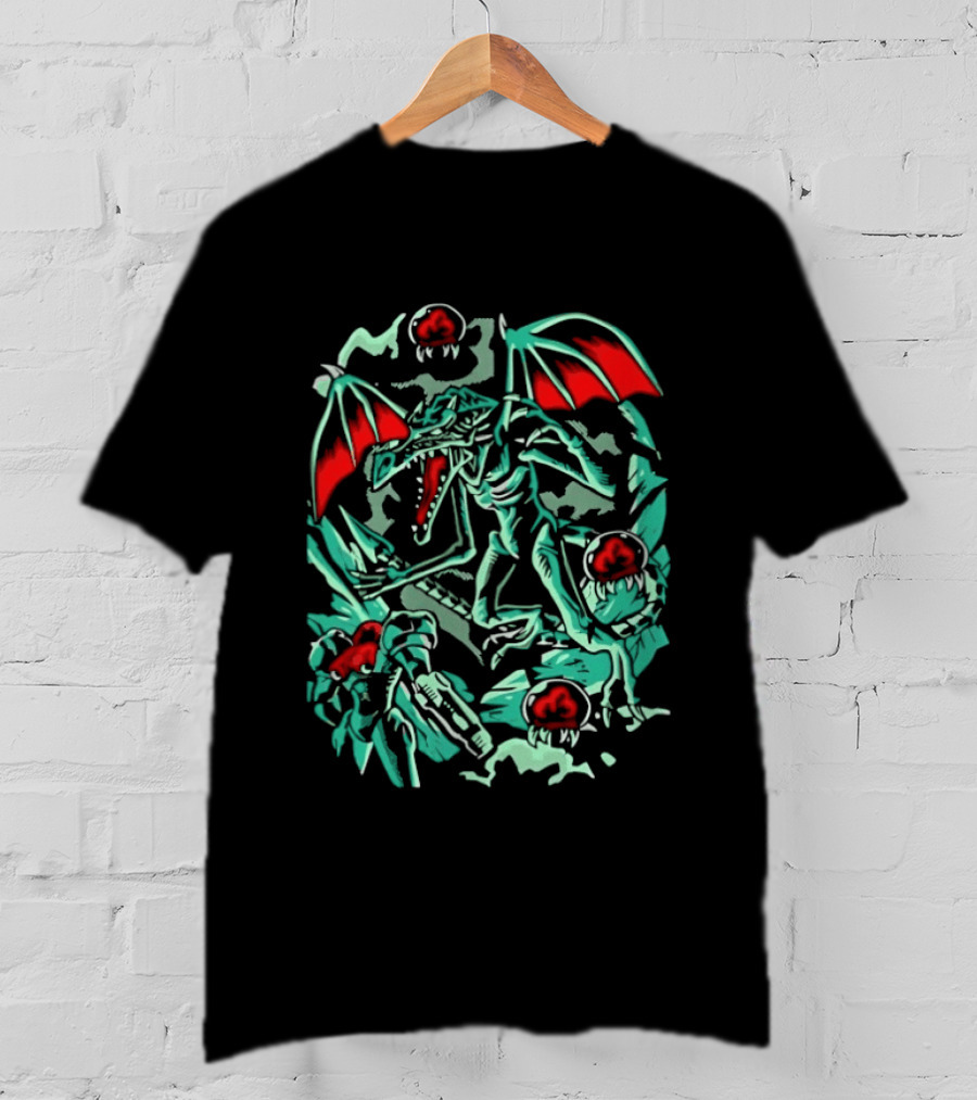 Metroid Ridley Battle With Metroids And Samus Aran T-Shirt