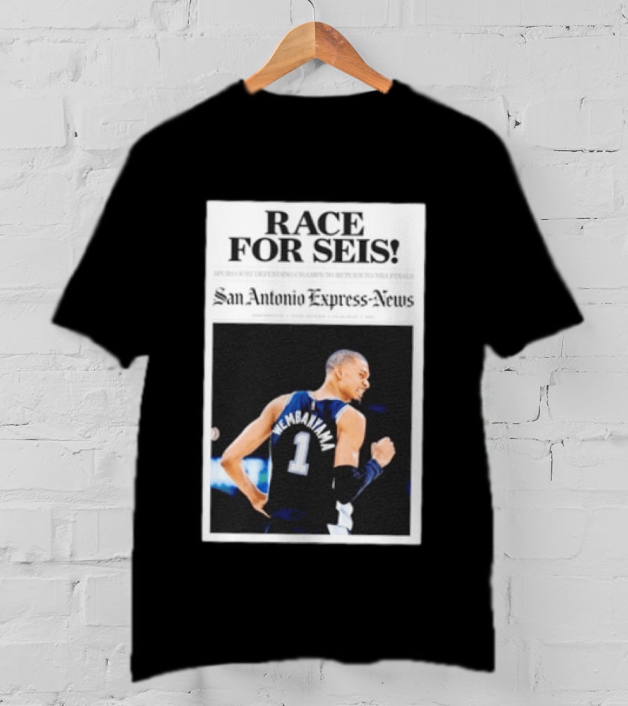 Race For Seis Victor Wembanyama Spurs NBA San Antonio Express News T-Shirt
