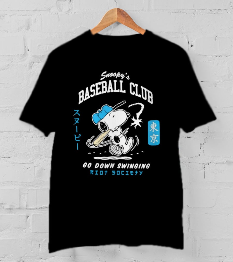 Snoopy Baseball Club Tokyo Go Down Swinging Riot Society T-Shirt