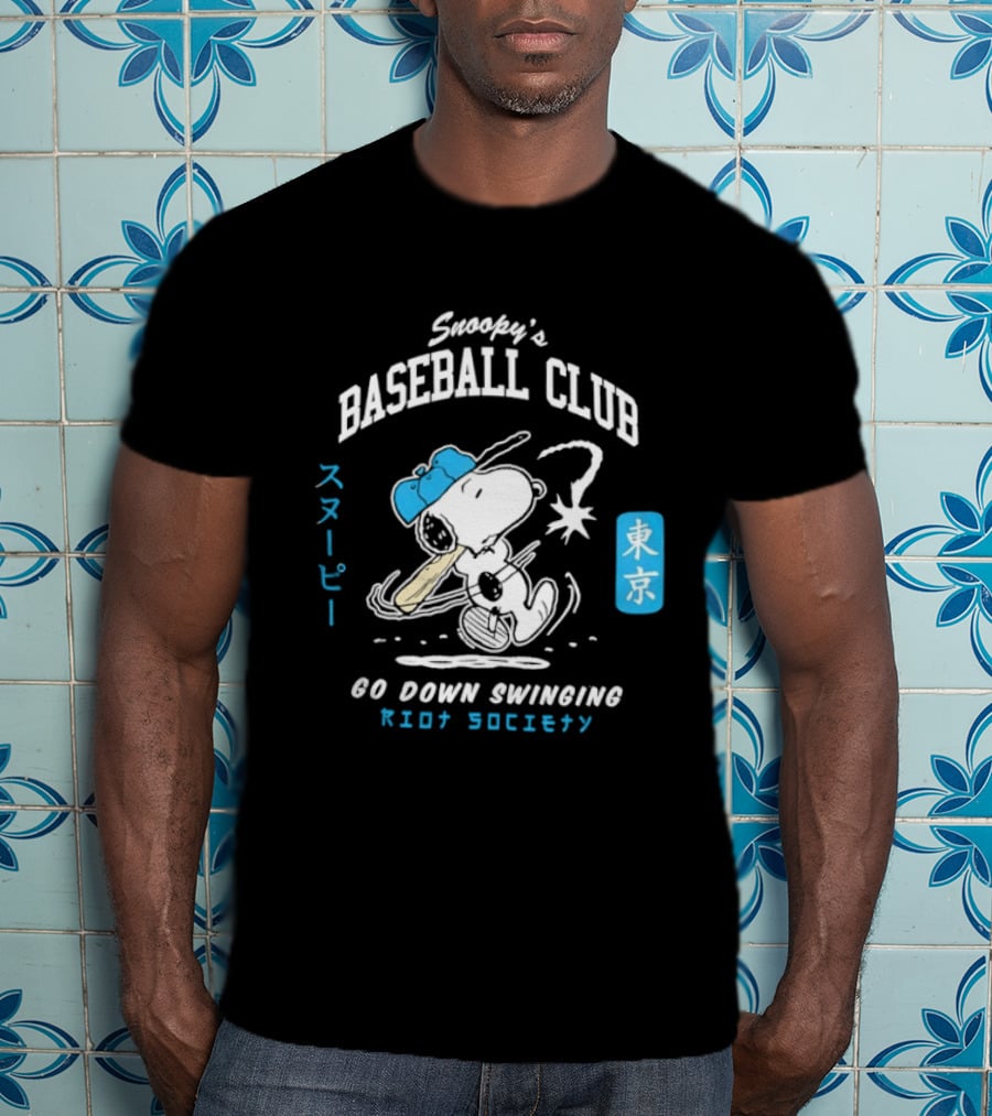 Snoopy Baseball Club Tokyo Go Down Swinging Riot Society T-Shirt