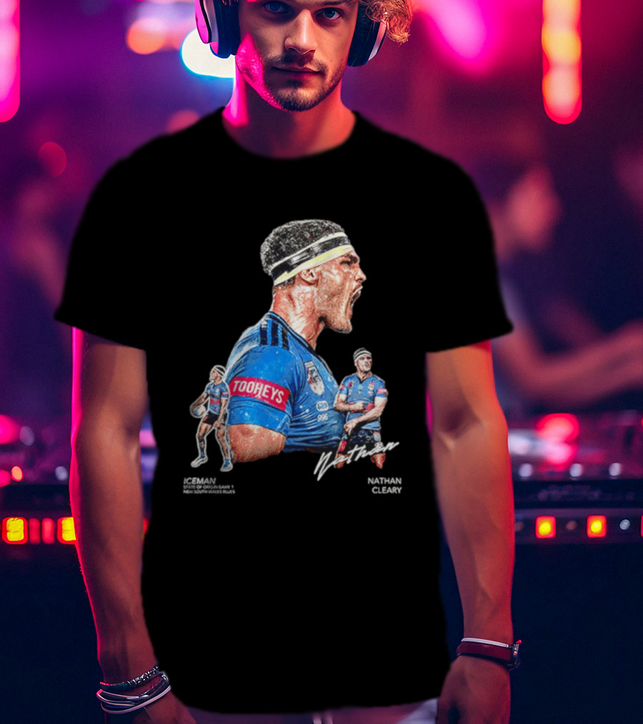 Tooheys Nathan Cleary NSW Blues Rugby Player Collage T-Shirt