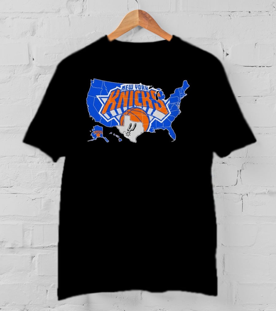 New York Knicks San Antonio Spurs USA Map T-Shirt