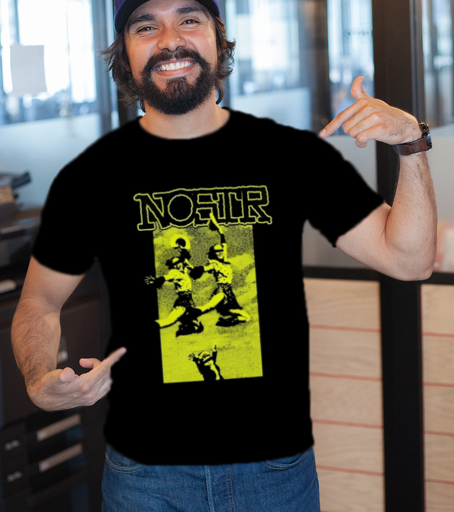 NOSTR Cheerleader Cartoon Character In Bold Font T-Shirt