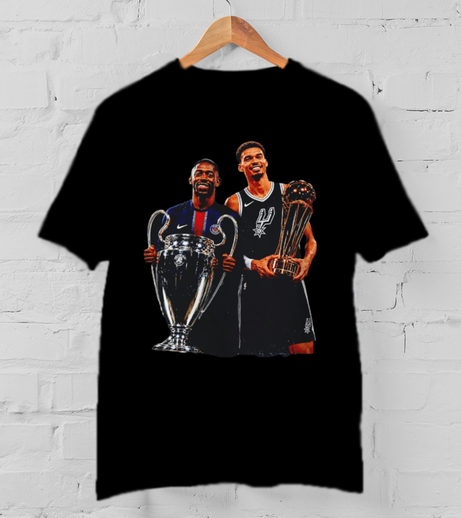Ousmane Dembele PSG UEFA Champions League Victor Wembanyama San Antonio Spurs NBA Trophy T-Shirt