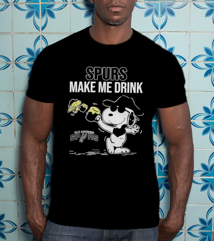 Snoopy Cowboy Spurs Make Me Drink San Antonio Spurs T-Shirt
