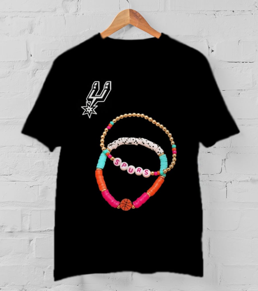 San Antonio Spurs Beaded Bracelet Set Basketball Fan Accessories T-Shirt
