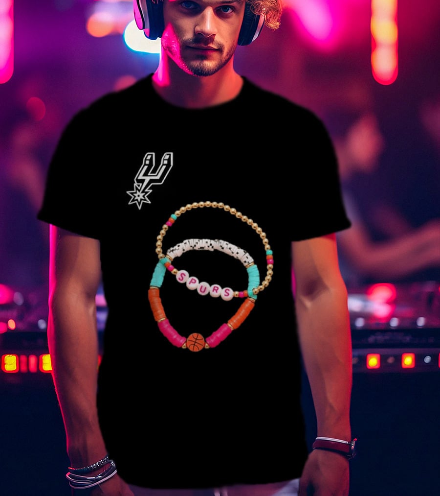 San Antonio Spurs Beaded Bracelet Set Basketball Fan Accessories T-Shirt