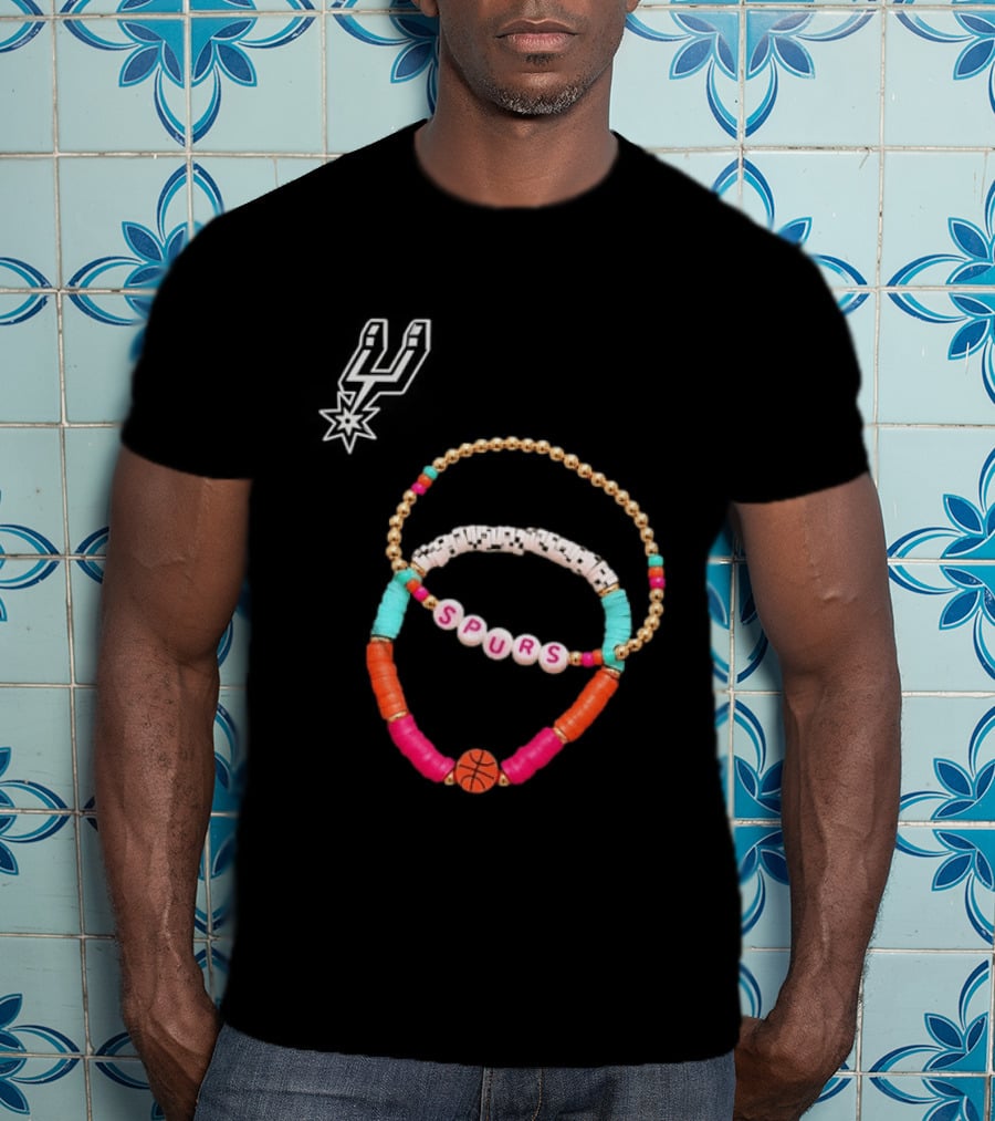 San Antonio Spurs Beaded Bracelet Set Basketball Fan Accessories T-Shirt