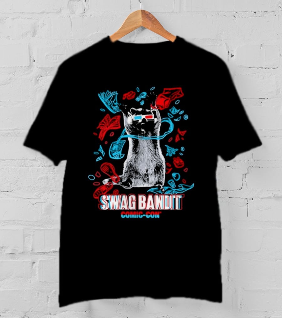 Swag Bandit Comic Con Raccoon 3D Glasses T-Shirt