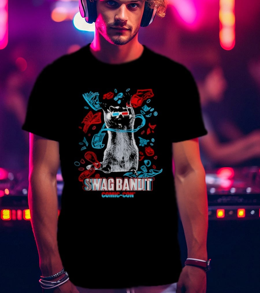 Swag Bandit Comic Con Raccoon 3D Glasses T-Shirt