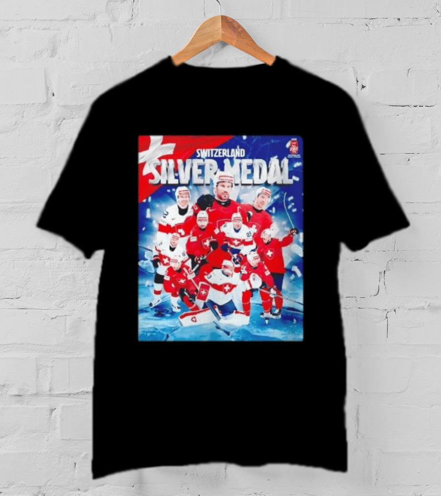 Switzerland Silver Medal 2026 IIHF Men's Ice Hockey Team Victory Celebration T-Shirt