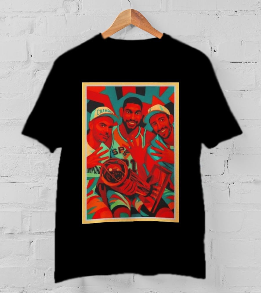 Champions Tim Duncan Spurs Teammates Trophy Victory Celebration T-Shirt