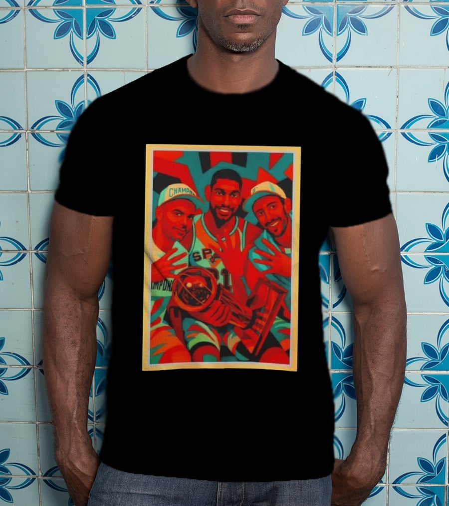 Champions Tim Duncan Spurs Teammates Trophy Victory Celebration T-Shirt
