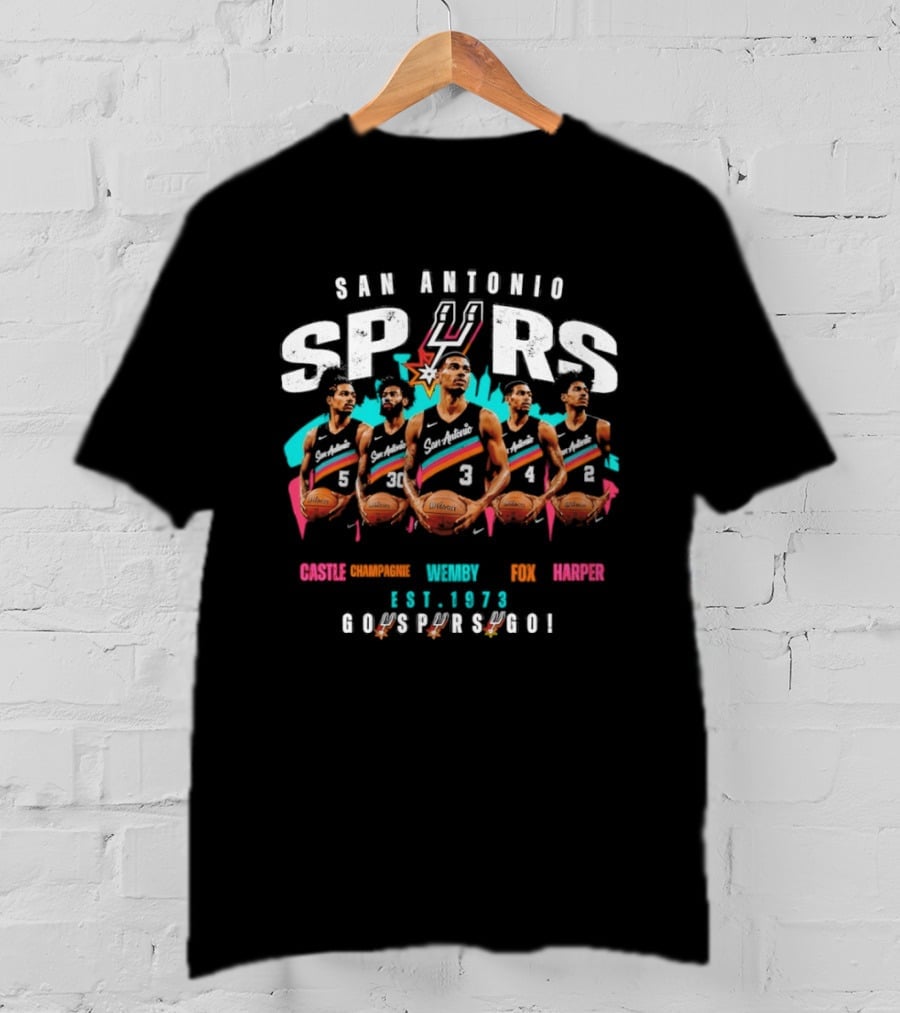 San Antonio Spurs Victor Wembanyama Castle Fox Harper Est. 1973 Go Spurs Go T-Shirt