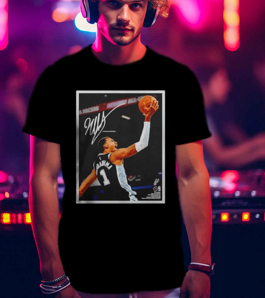 Victor Wembanyama Autographed San Antonio Spurs NBA Action Print Framed T-Shirt