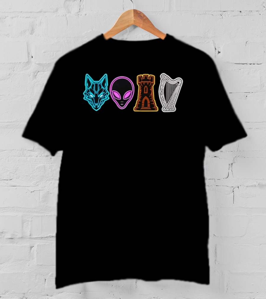 Wolf Alien Castle Harp T-Shirt