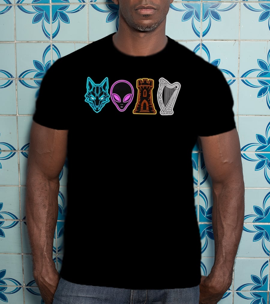 Wolf Alien Castle Harp T-Shirt