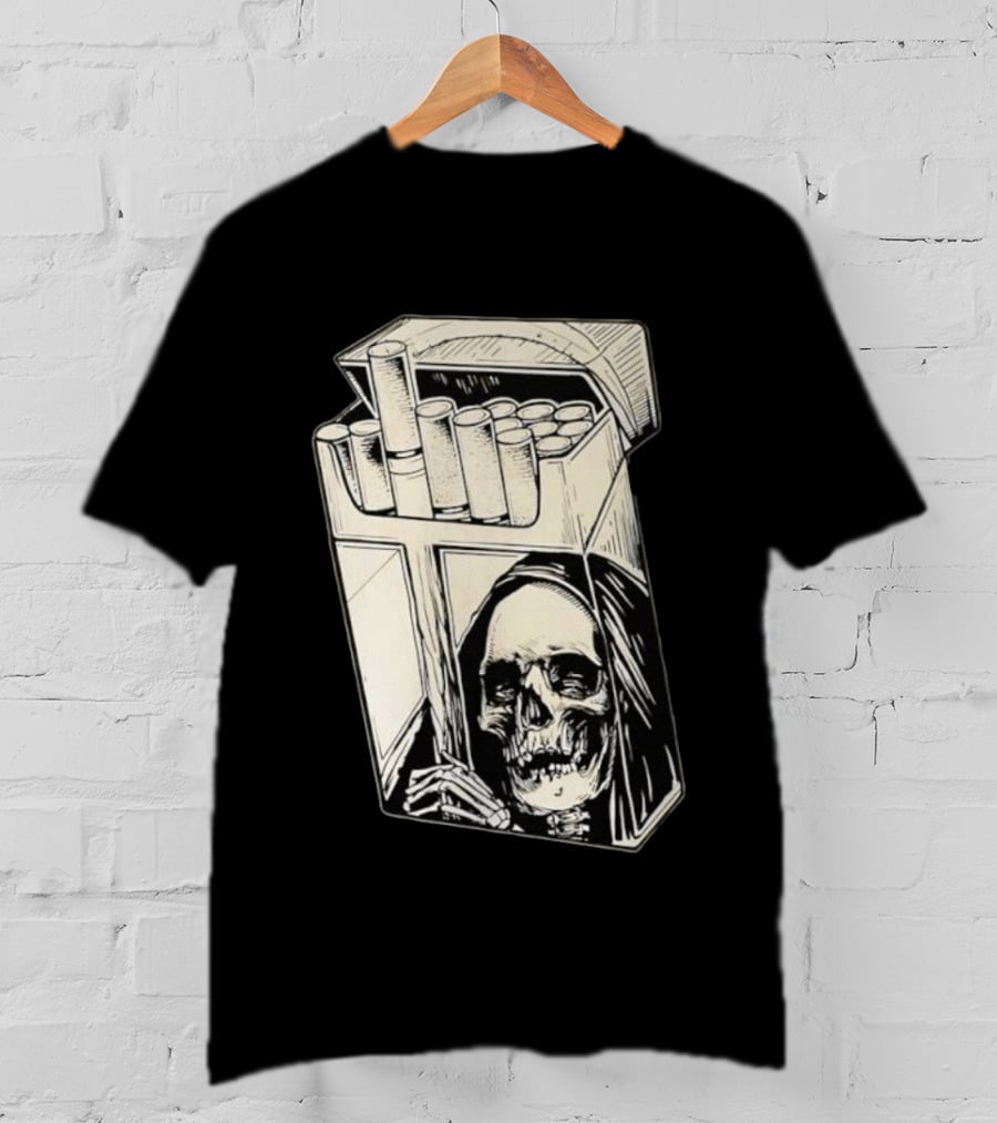 Grim Reaper Smoking Cigarette Pack T-Shirt