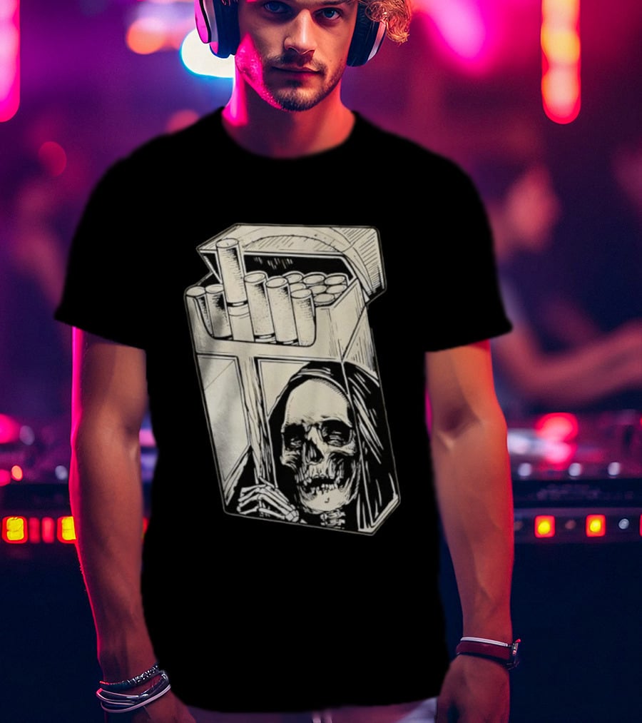 Grim Reaper Smoking Cigarette Pack T-Shirt