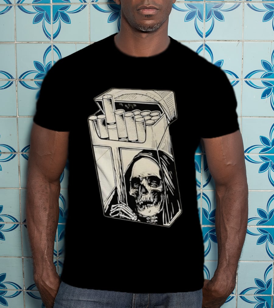Grim Reaper Smoking Cigarette Pack T-Shirt