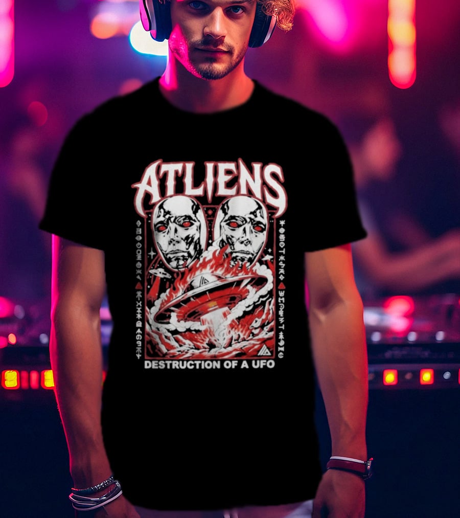 Atliens Room Six Destruction Of A UFO Attack Crew 4318 T-Shirt