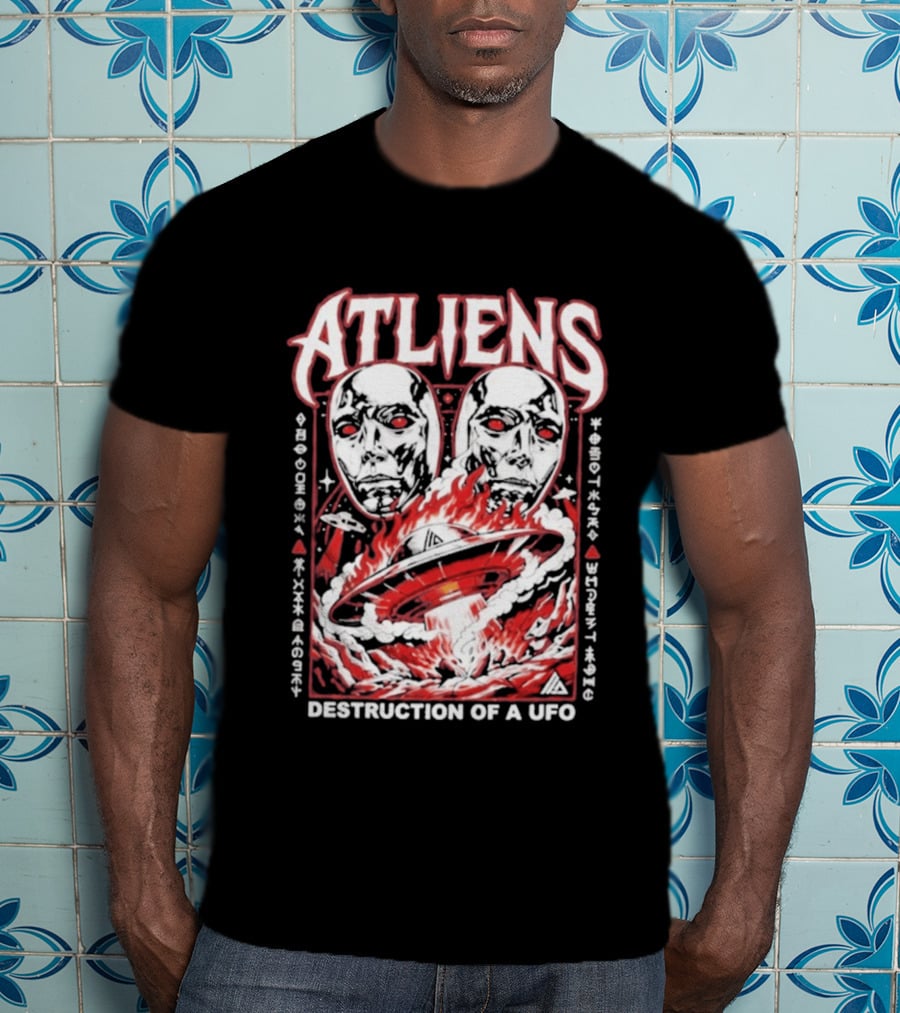 Atliens Room Six Destruction Of A UFO Attack Crew 4318 T-Shirt