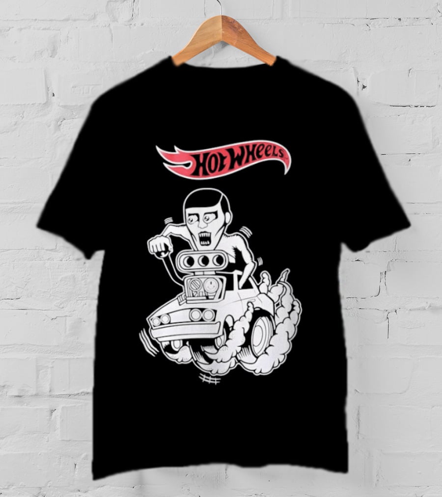 Hot Wheels Racing Car Driver Black Flame T-Shirt