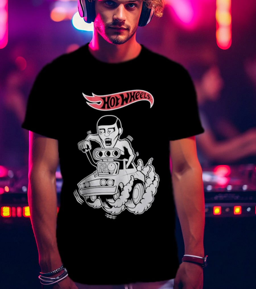 Hot Wheels Racing Car Driver Black Flame T-Shirt