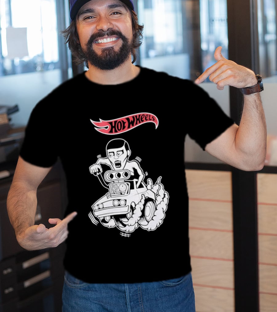 Hot Wheels Racing Car Driver Black Flame T-Shirt