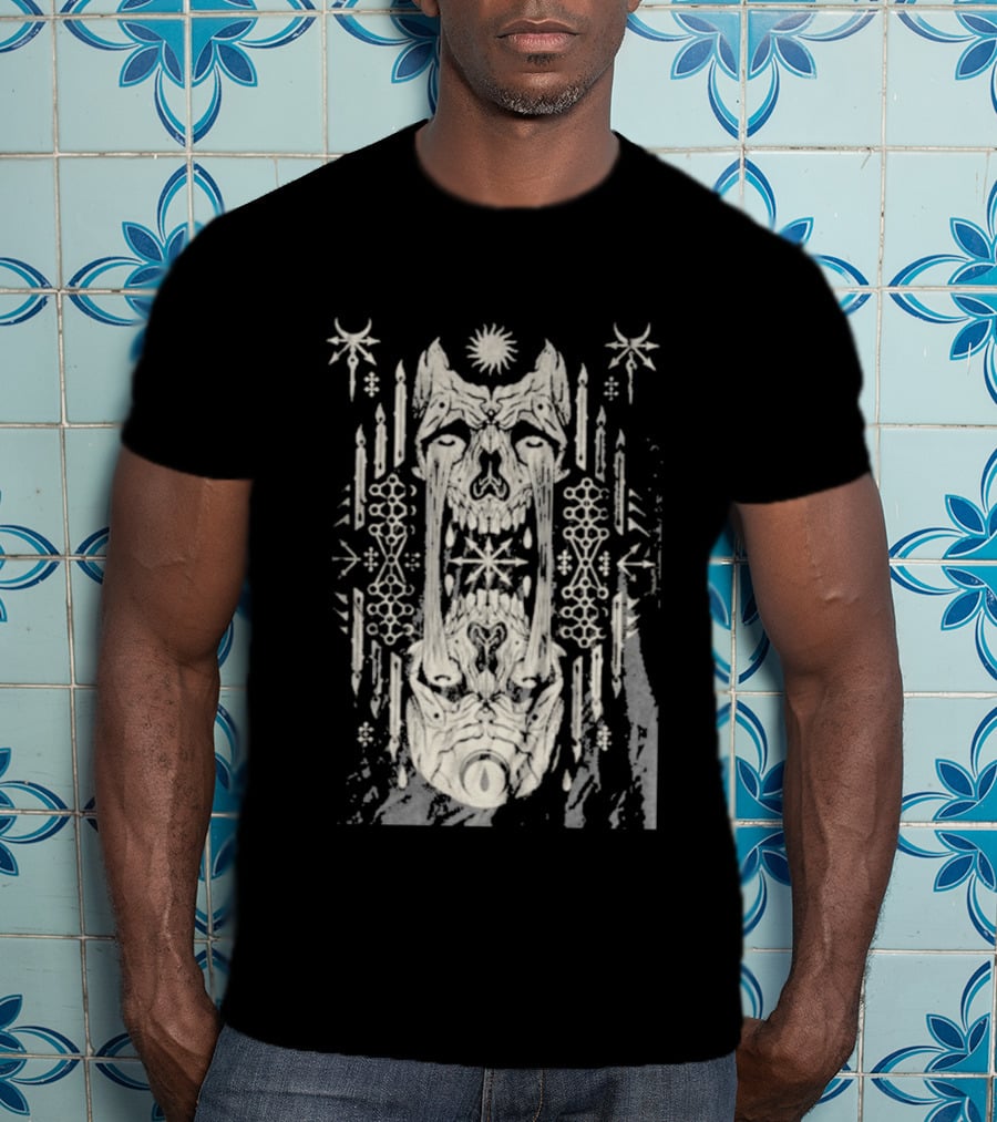 Bird Ov Prey Fire Ov The Mind Mystical Skull Candle Motif T-Shirt