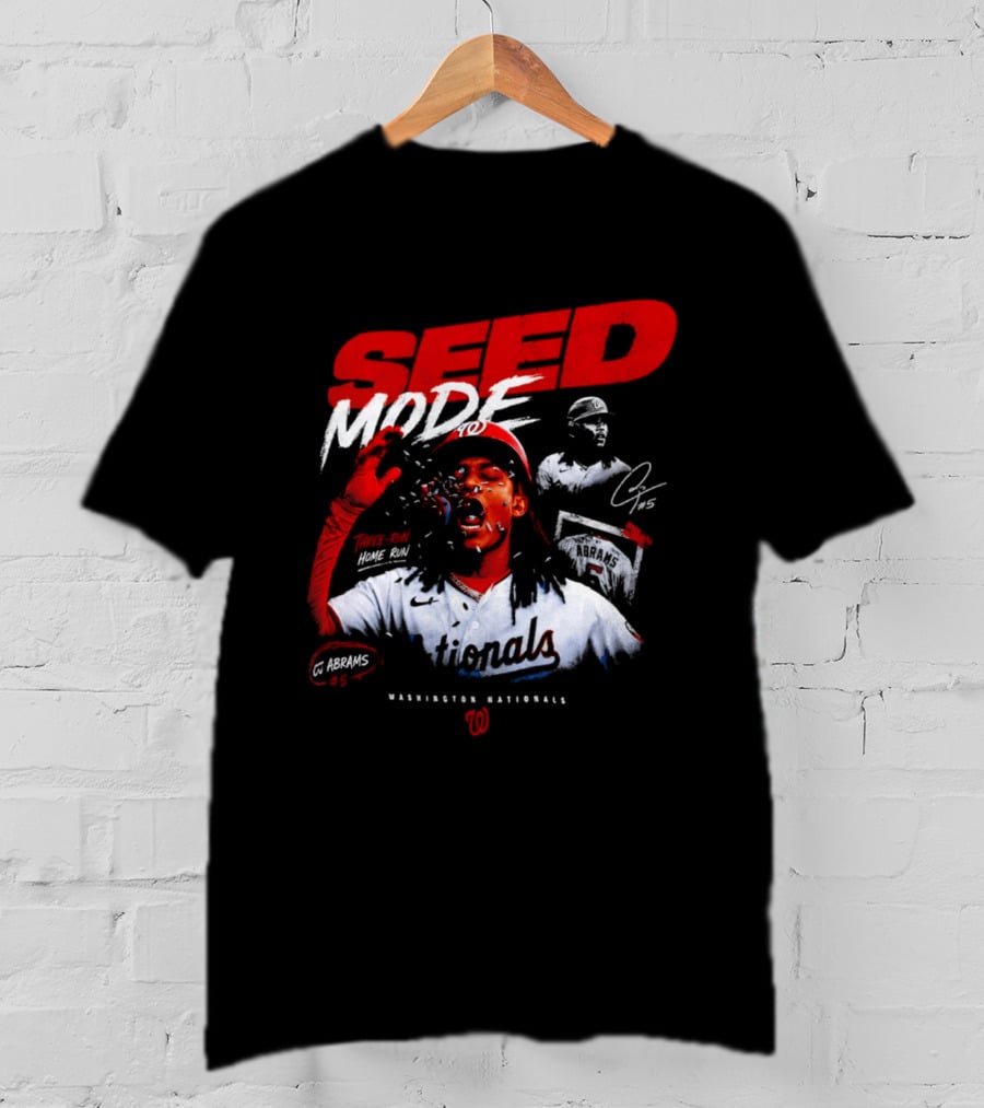 CJ Abrams Washington Nationals Seed Mode Baseball MLB Player Number 5 T-Shirt