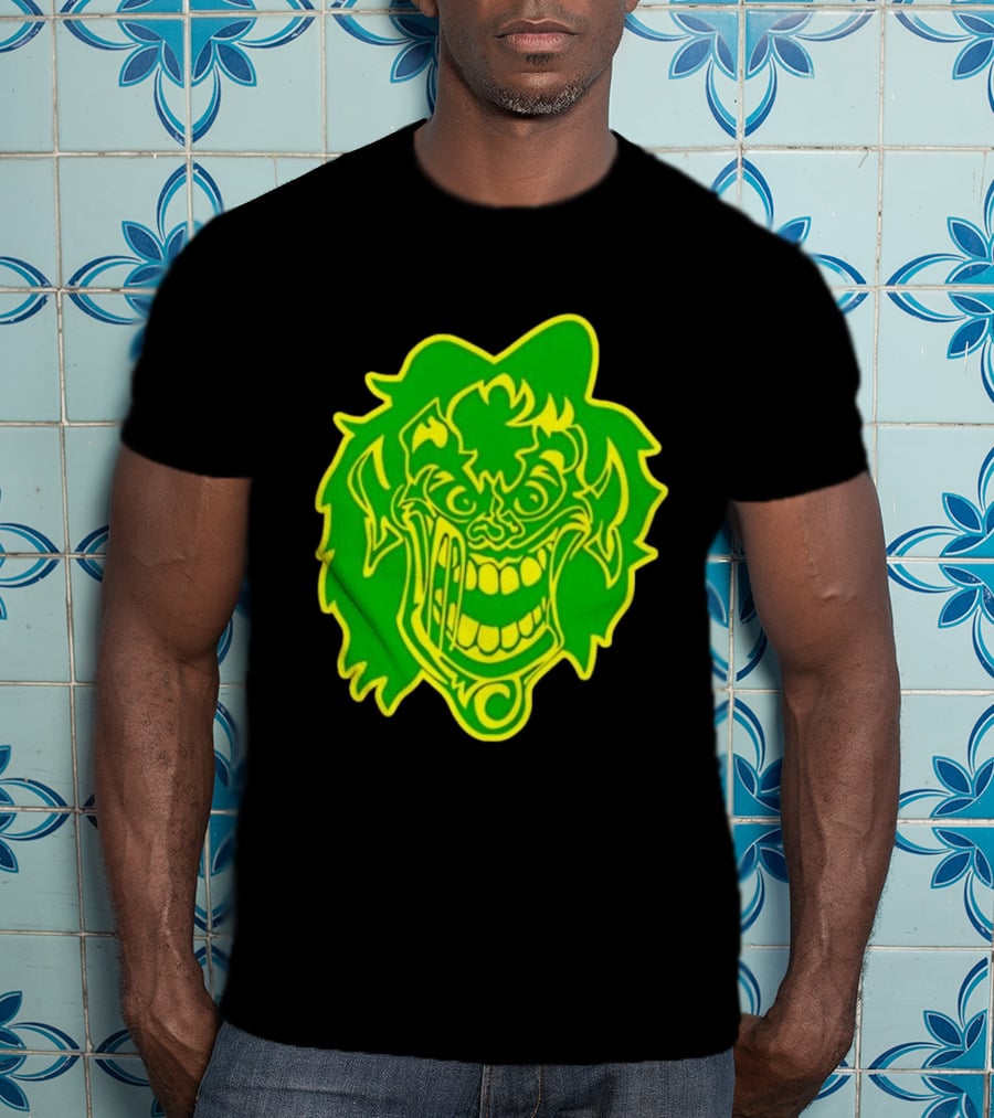 Insane Clown Posse Hatchetman Wicked Clown Face Neon Green Yellow T-Shirt