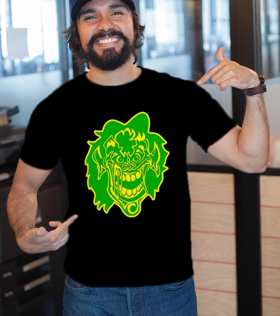 Insane Clown Posse Hatchetman Wicked Clown Face Neon Green Yellow T-Shirt