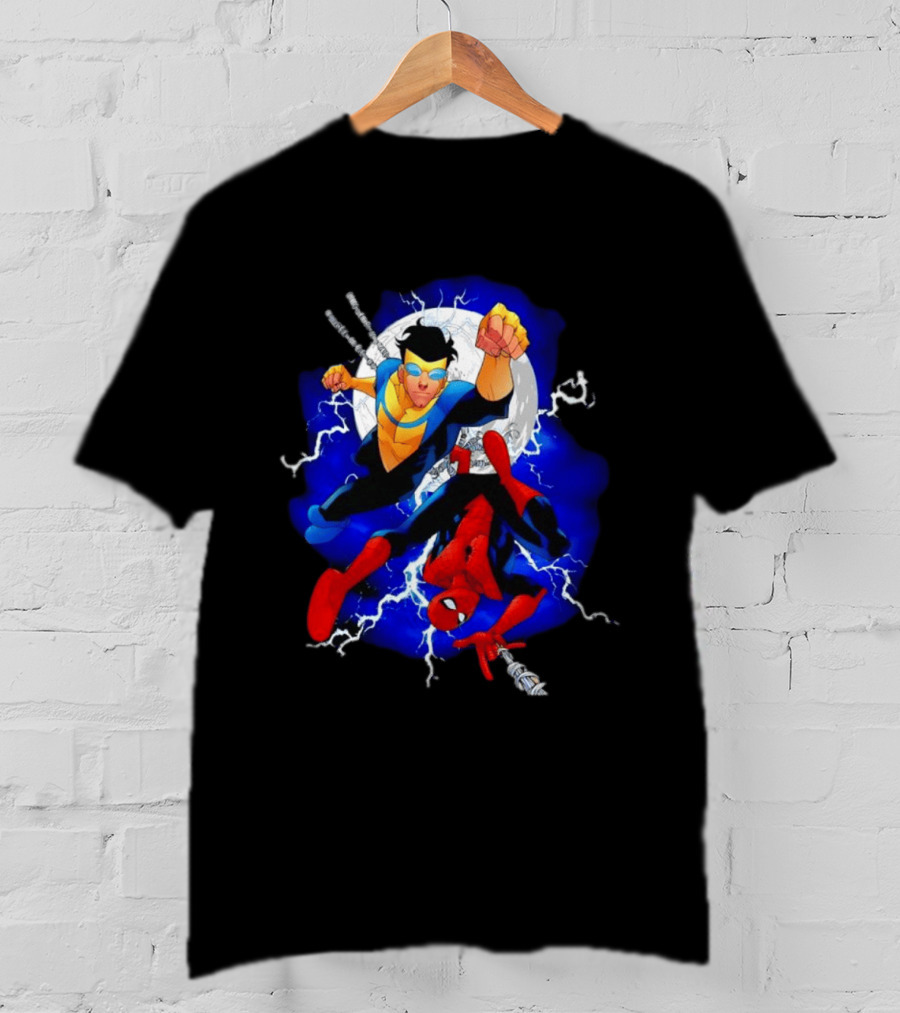Invincible Spider Man Marvel Comics Crossover Action Hero Dynamic Duo T-Shirt