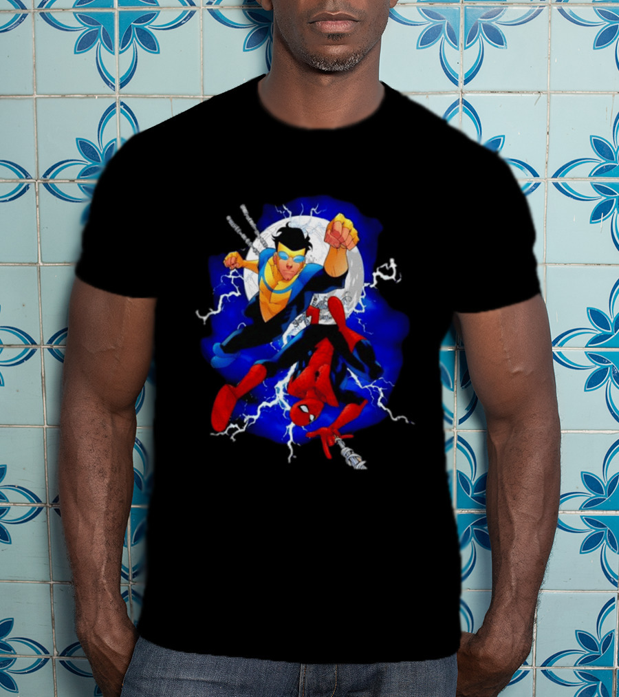 Invincible Spider Man Marvel Comics Crossover Action Hero Dynamic Duo T-Shirt