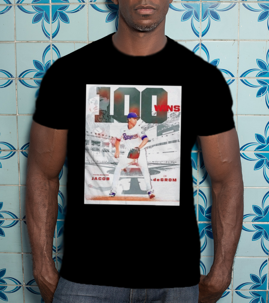 Texas Rangers Jacob DeGrom 100 Wins Achievement Baseball Celebration T-Shirt