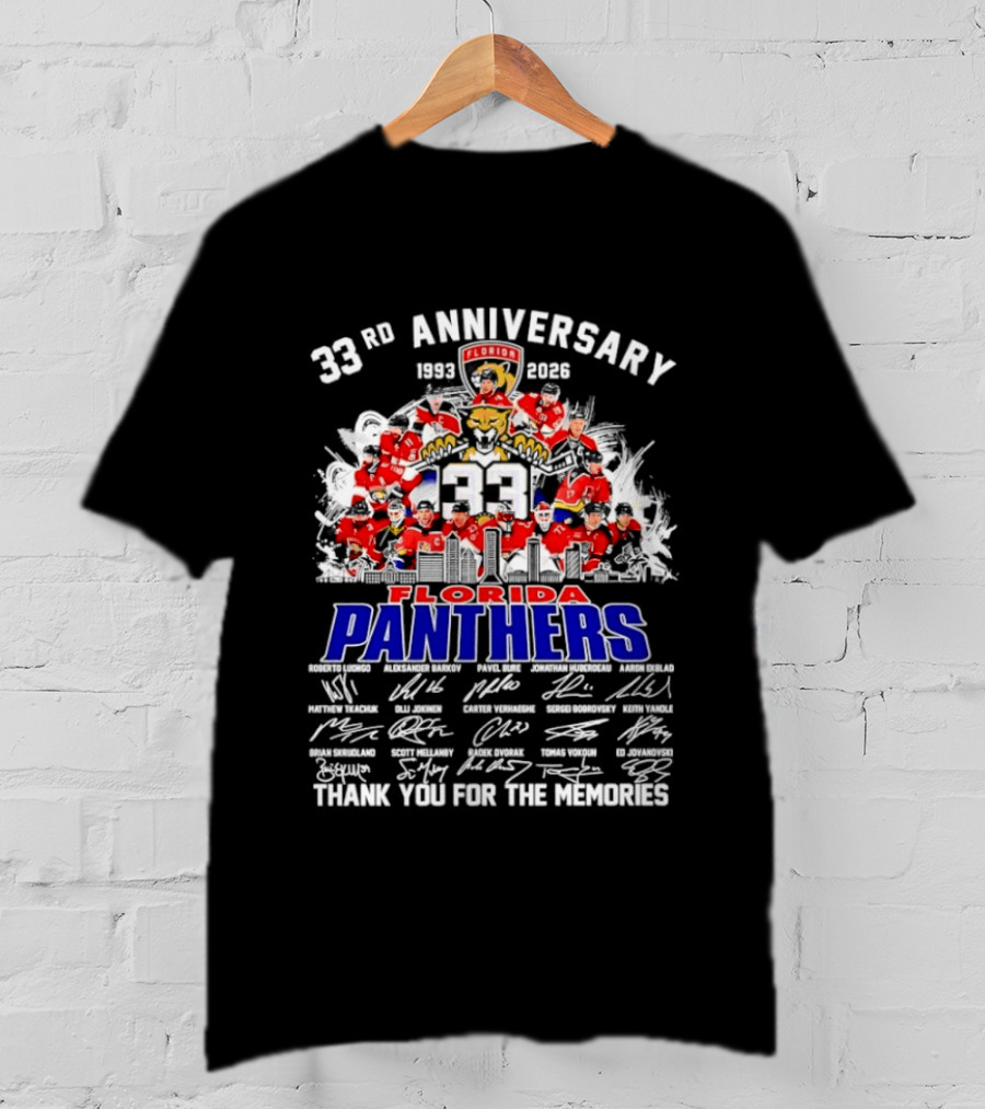 Florida Panthers 33rd Anniversary 1993 2026 Thank You For The Memories T-Shirt