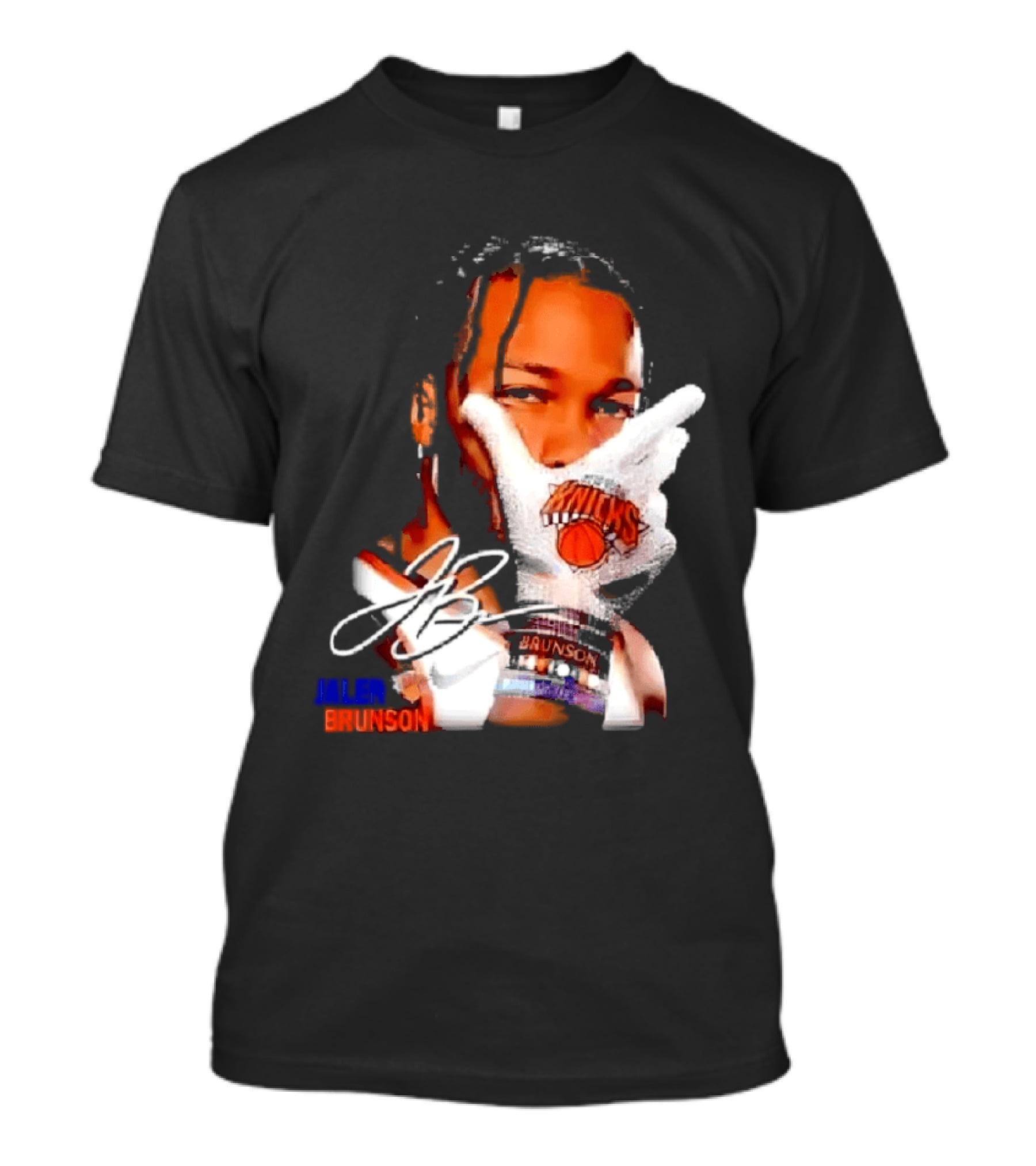 Jalen Brunson Knicks Gesture With Glove And JB Signature T-Shirt