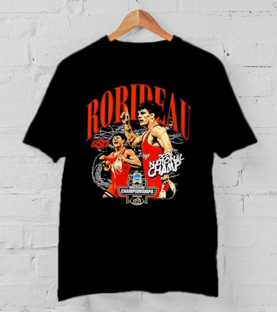 Landon Robideau Oklahoma State Wrestling 2026 National Champ Robideau NCAA T-Shirt