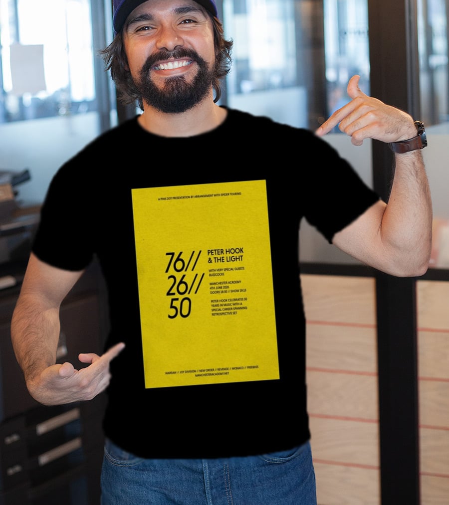 Peter Hook & The Light 76 26 50 Manchester Academy Buzzcocks Retrospective Set T-Shirt