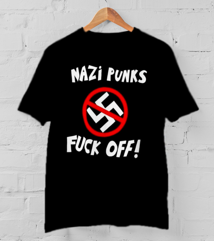 Nazi Punks Fuck Off Swastika Ban Circle T-Shirt