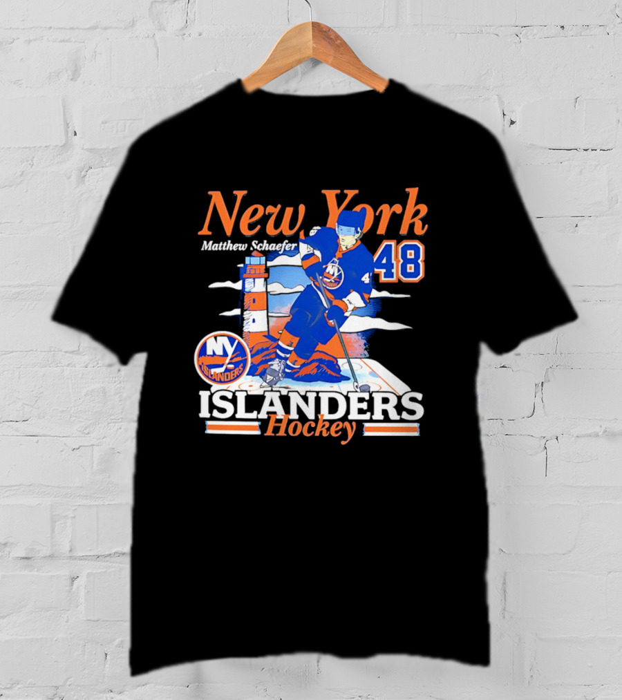 New York Islanders Matthew Schaefer 48 Hockey Team T-Shirt