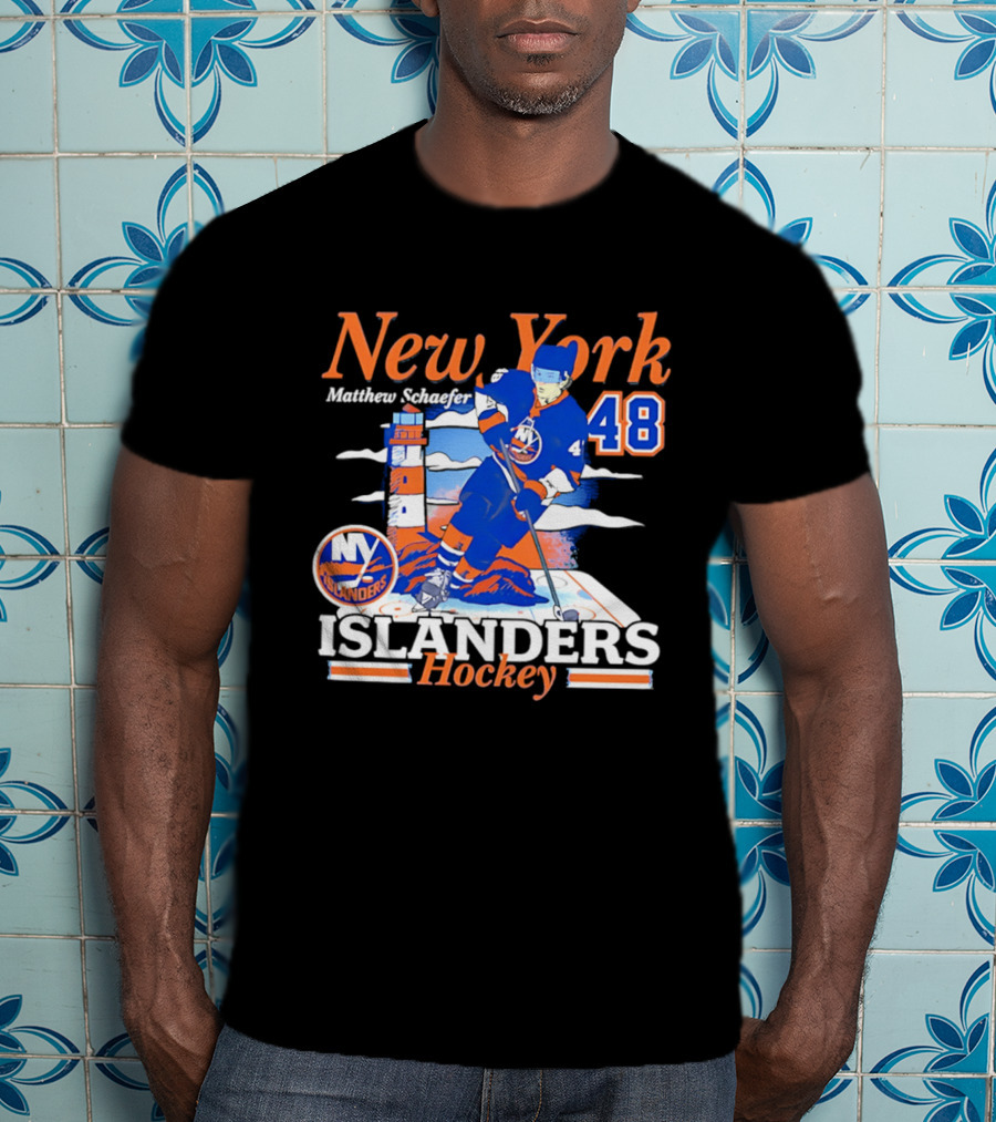 New York Islanders Matthew Schaefer 48 Hockey Team T-Shirt