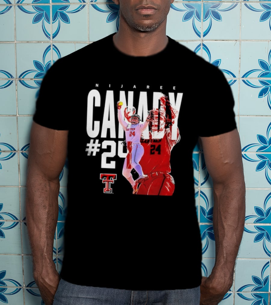 NiJaree Canady 24 Texas Tech Softball Player Pose With Team T-Shirt