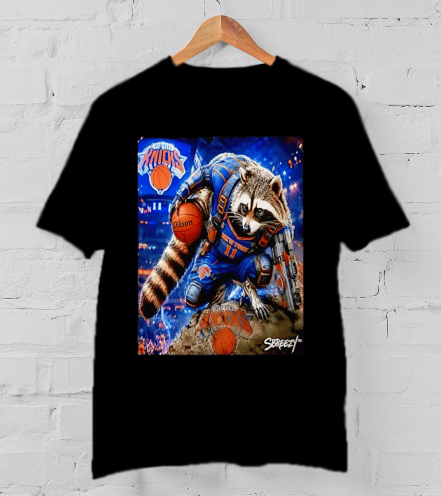 Rocket Raccoon New York Knicks NBA Basketball 11 S Breezy Wilson T-Shirt