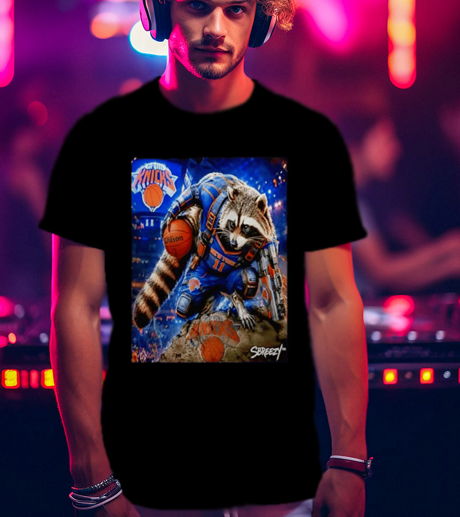 Rocket Raccoon New York Knicks NBA Basketball 11 S Breezy Wilson T-Shirt