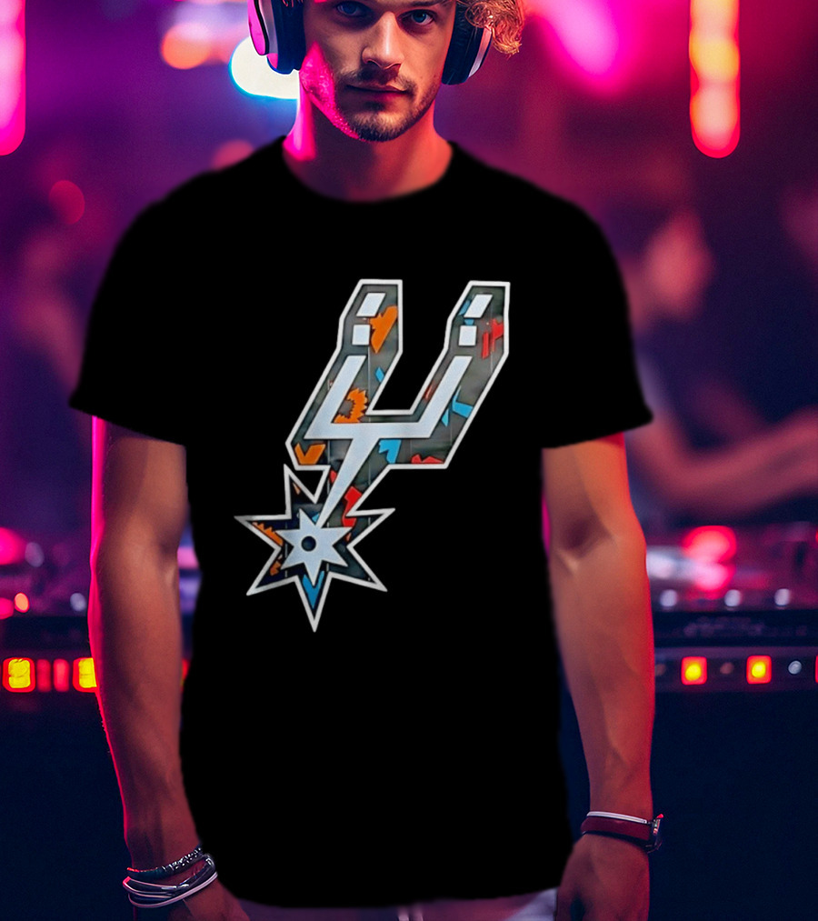 San Antonio Spurs Fiesta Colors Iconic Basketball T-Shirt